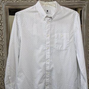NN07 Men's Button-Down Cotton White Print Shirt XL